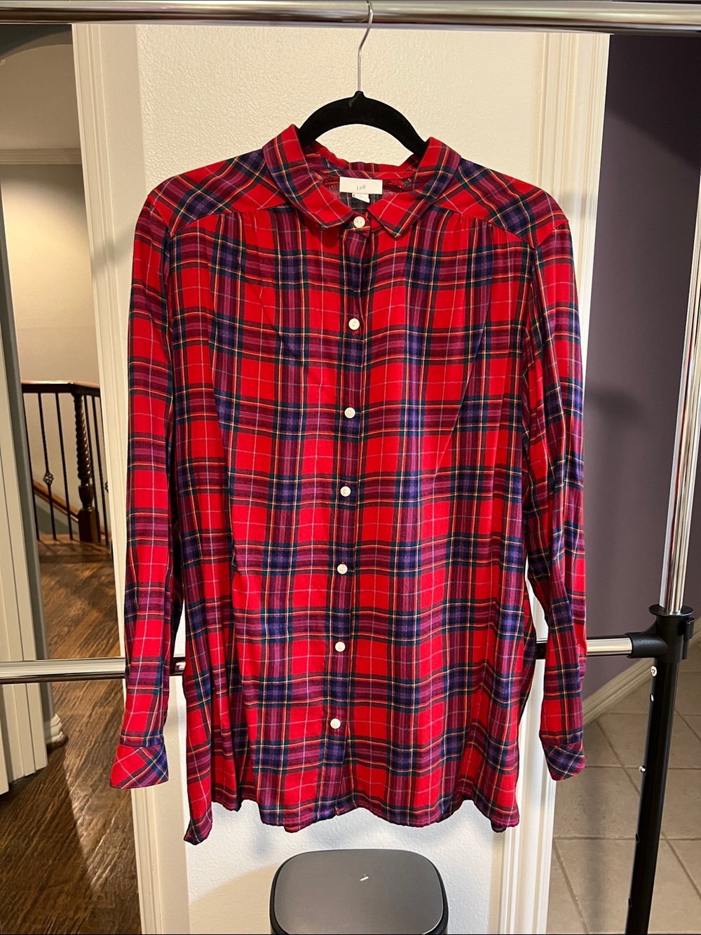 J. Jill Red Plaid Button-Down Shirt